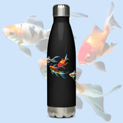 Colorful and relaxing Japanese Koi floating serenely on a 17 ounce Stainless Steel Reusable Water Bottle. Gift for Him or gift for Her.