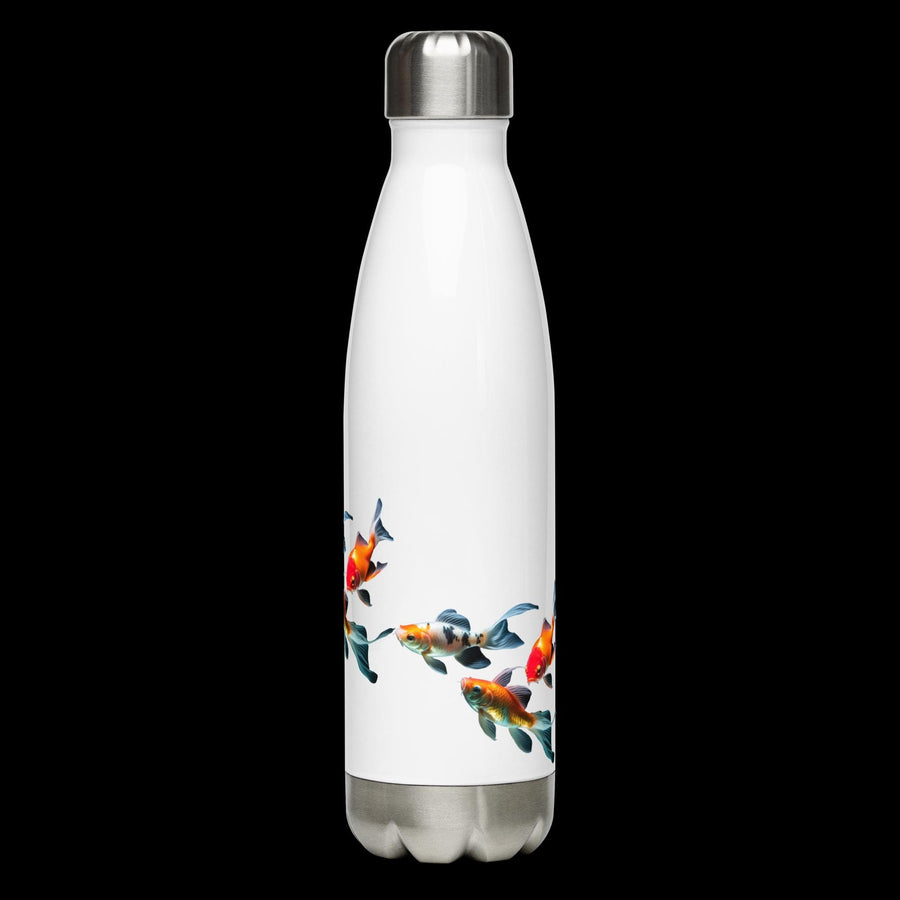 Colorful and relaxing Japanese Koi floating serenely on a 17 ounce Stainless Steel Reusable Water Bottle. Gift for Him or gift for Her.