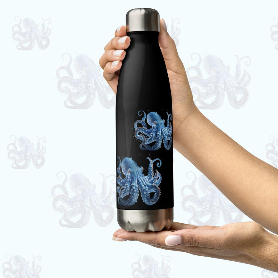 Beautiful Blue Octopus on a 17 ounce Stainless Steel Reusable Water Bottle. Gift for Him or gift for Her.