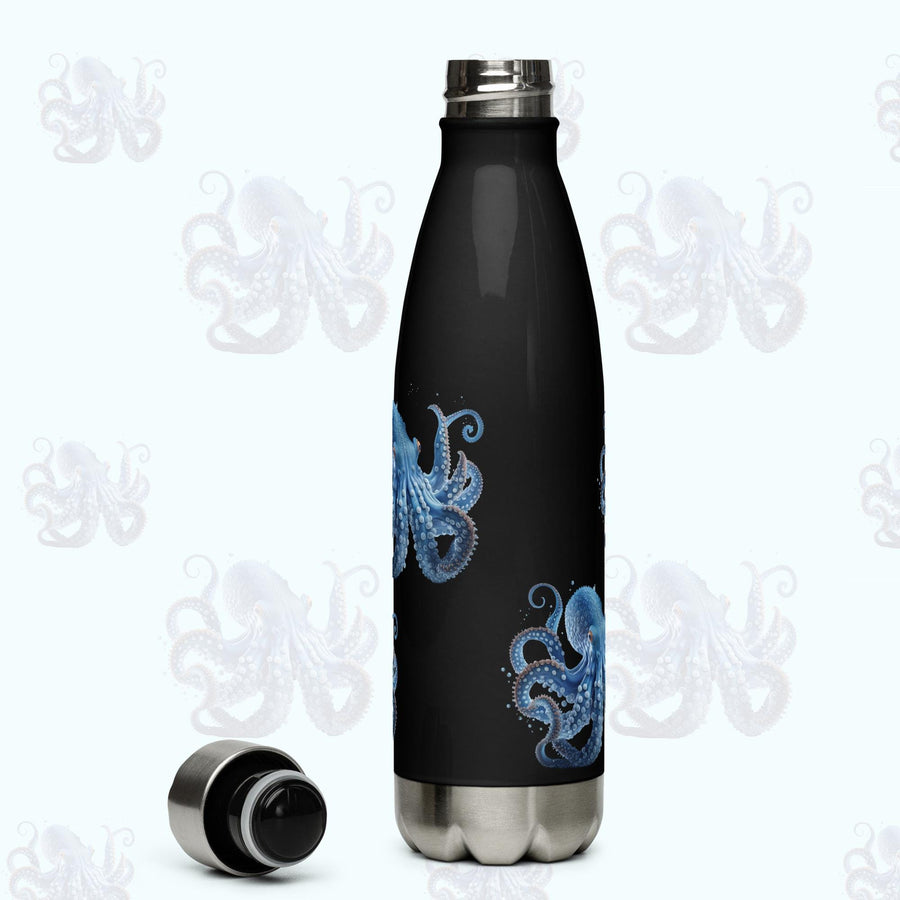 Beautiful Blue Octopus on a 17 ounce Stainless Steel Reusable Water Bottle. Gift for Him or gift for Her.