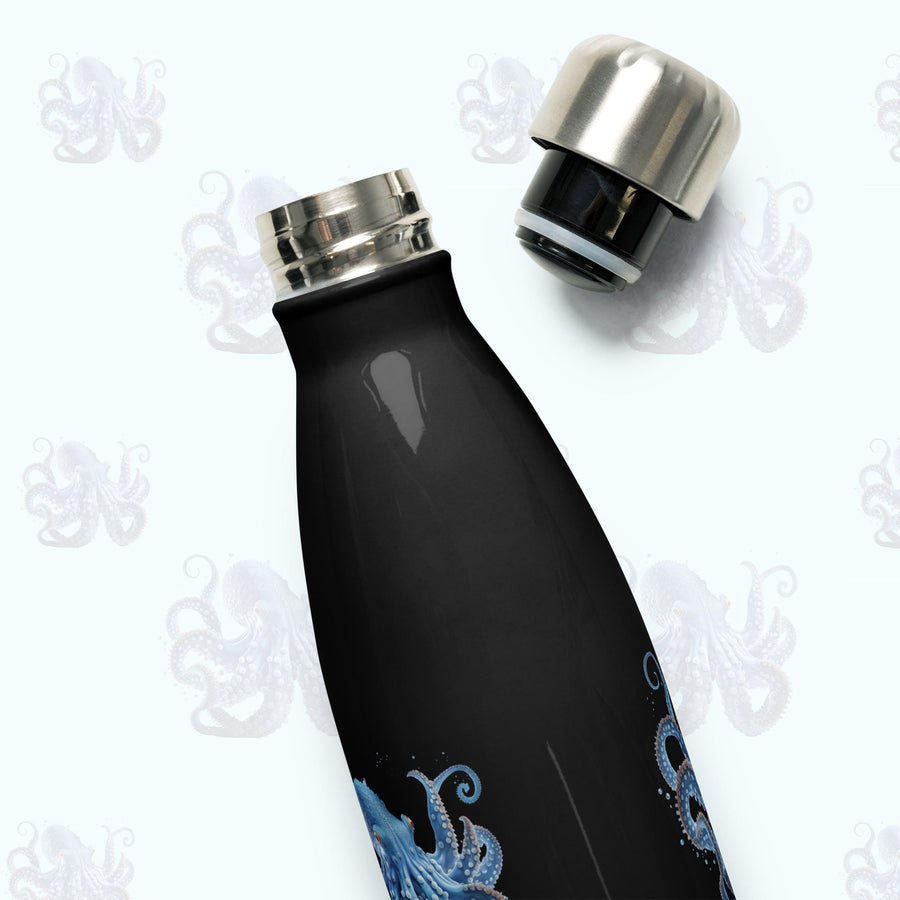 Beautiful Blue Octopus on a 17 ounce Stainless Steel Reusable Water Bottle. Gift for Him or gift for Her.