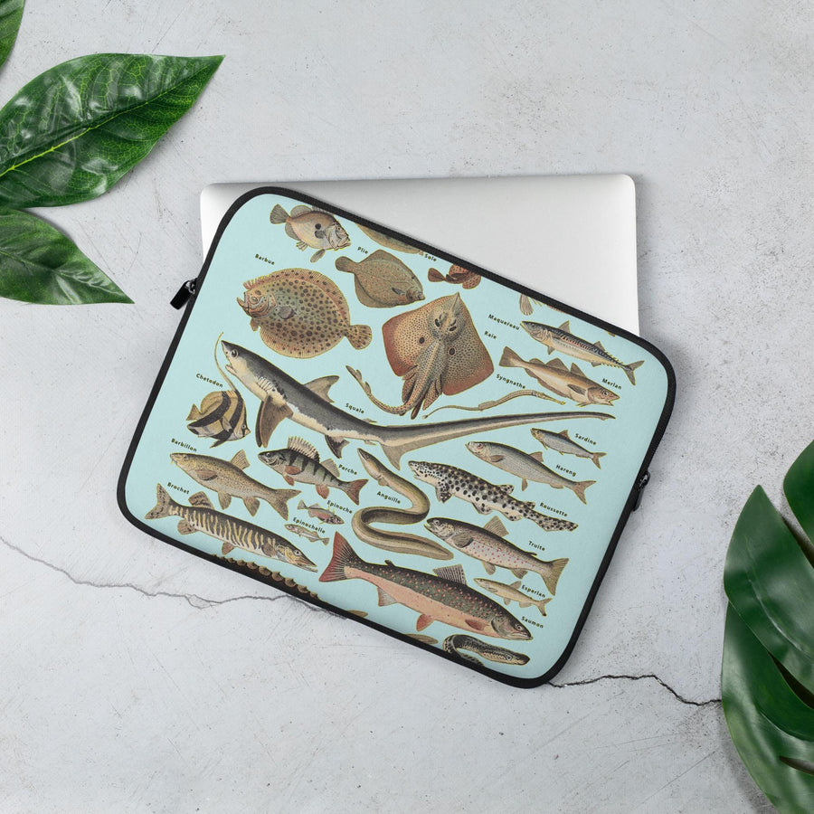 Ocean Fishes Laptop Sleeve. Vintage French Illustration "Poissons I" by Adolphe Millot"Poissons I" by Adolphe Millot