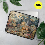 Ocean Life Laptop Sleeve Vintage Painting of sea life from 1859, designed by James M Sommerville
