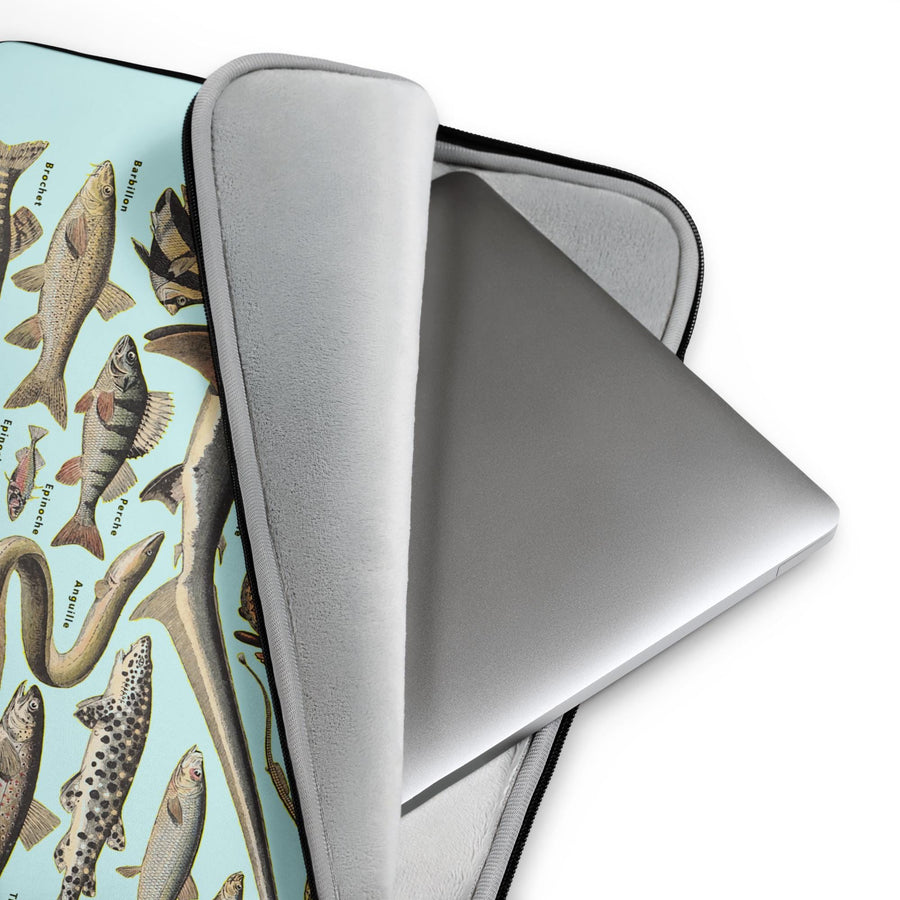 Ocean Fishes Laptop Sleeve. Vintage French Illustration "Poissons I" by Adolphe Millot"Poissons I" by Adolphe Millot