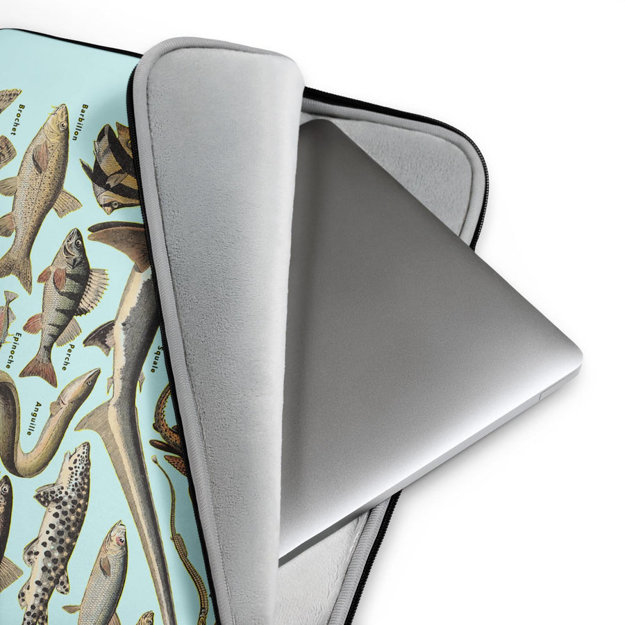 Ocean Fishes Laptop Sleeve. Vintage French Illustration "Poissons I" by Adolphe Millot"Poissons I" by Adolphe Millot