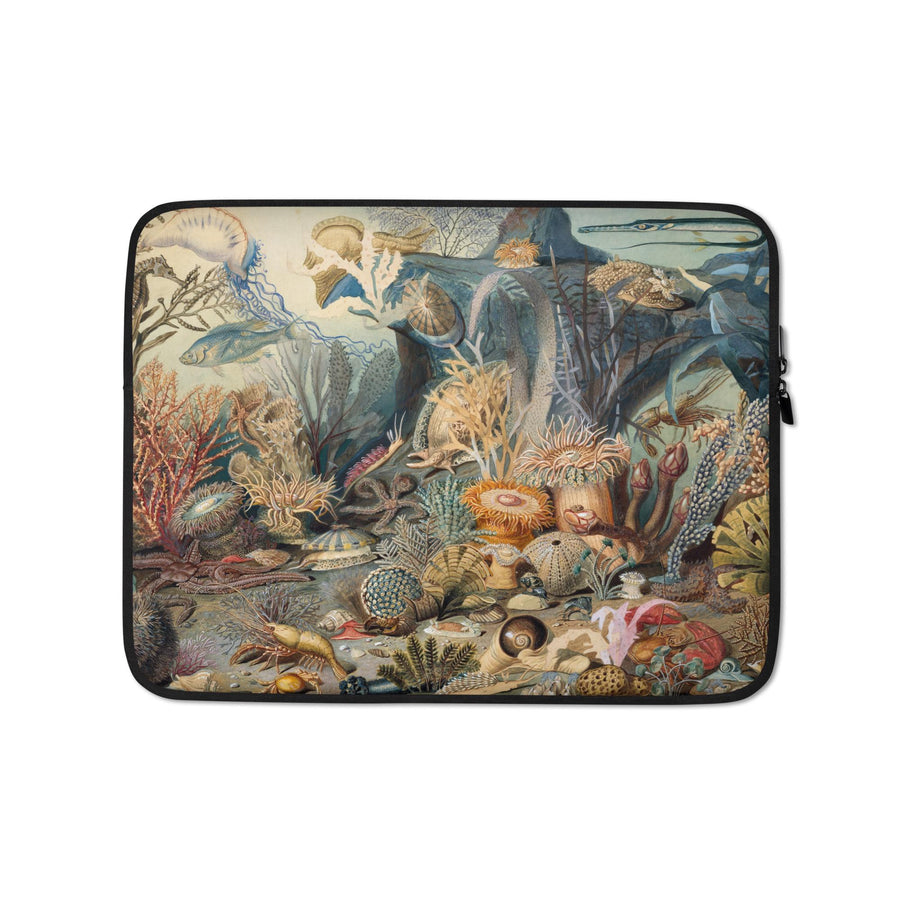 Ocean Life Laptop Sleeve Vintage Painting of sea life from 1859, designed by James M Sommerville
