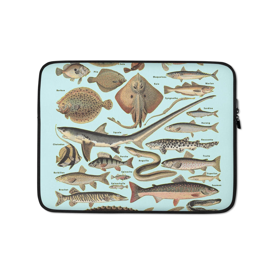 Ocean Fishes Laptop Sleeve. Vintage French Illustration "Poissons I" by Adolphe Millot"Poissons I" by Adolphe Millot