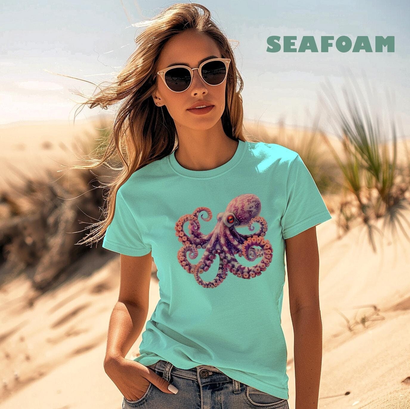 Purple Octopus orginal design on a Comfort Colors 1717 Unisex T-Shirt