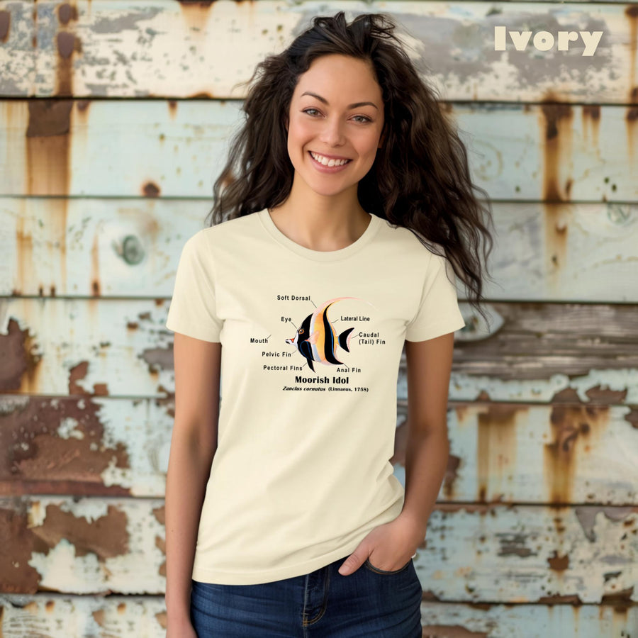 Moorish Idol with Taxonomic Notations, Garment-dyed t-shirt, Marine Biology Tee Shirt, Gift for sea-life lovers