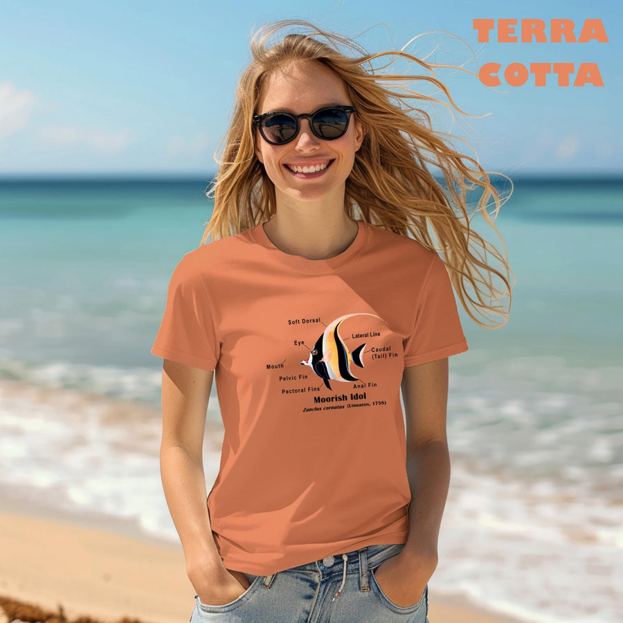 Moorish Idol with Taxonomic Notations, Garment-dyed t-shirt, Marine Biology Tee Shirt, Gift for sea-life lovers