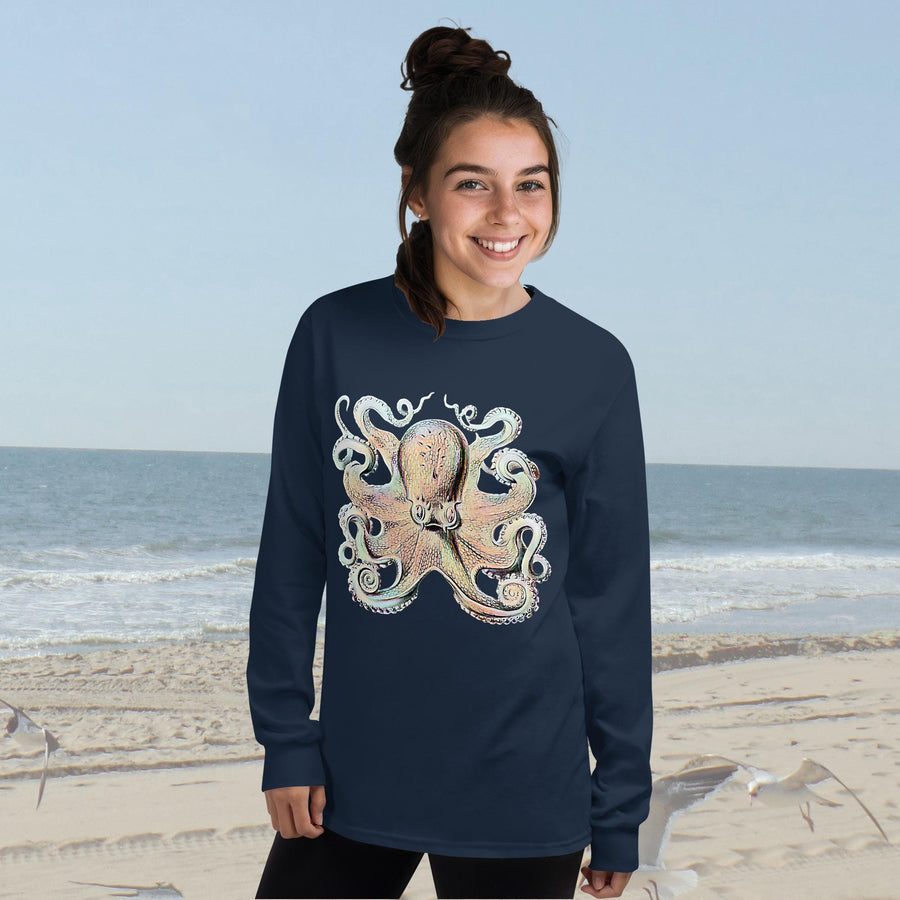 Vintage Octopus Long Sleeve T-Shirt – Classic Fit by Ernst Haeckel