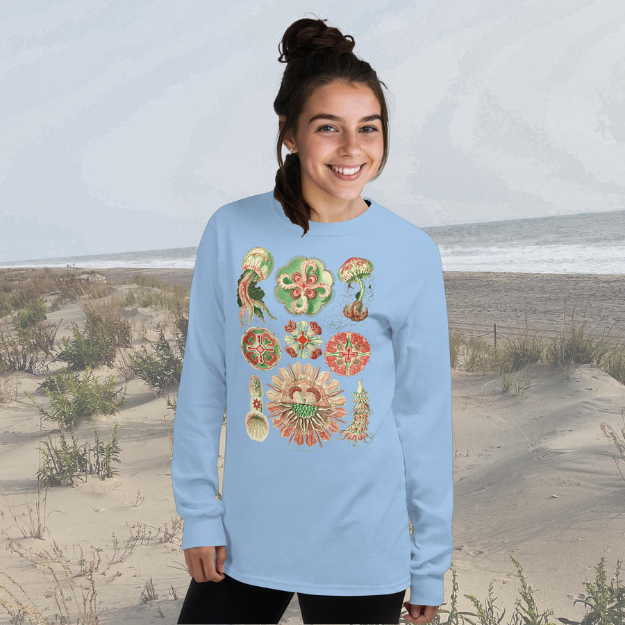 Vintage Scyphozoa Jellyfish (True Jellies) Long Sleeve T-Shirt – Classic Fit by Ernst Haeckel