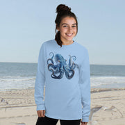 Menacing Deep Blue Octopus Long Sleeve T-Shirt – Classic Fit