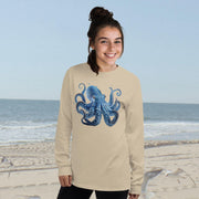 Menacing Deep Blue Octopus Long Sleeve T-Shirt – Classic Fit