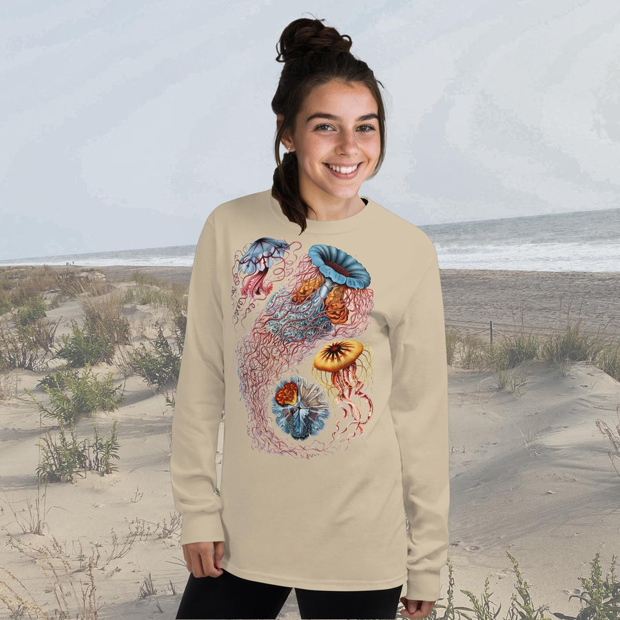 Vintage Discomedusae Jellyfish Long Sleeve T-Shirt – Classic Fit by Ernst Haeckel