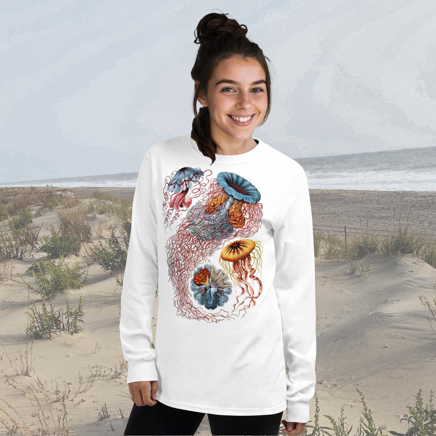 Vintage Discomedusae Jellyfish Long Sleeve T-Shirt – Classic Fit by Ernst Haeckel