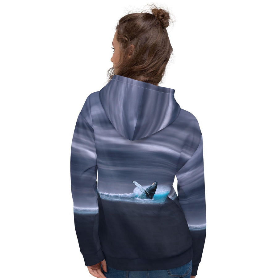 Double-Lined Hoodie - Humpback Whale Breach Design (Made from Recycled Materials)