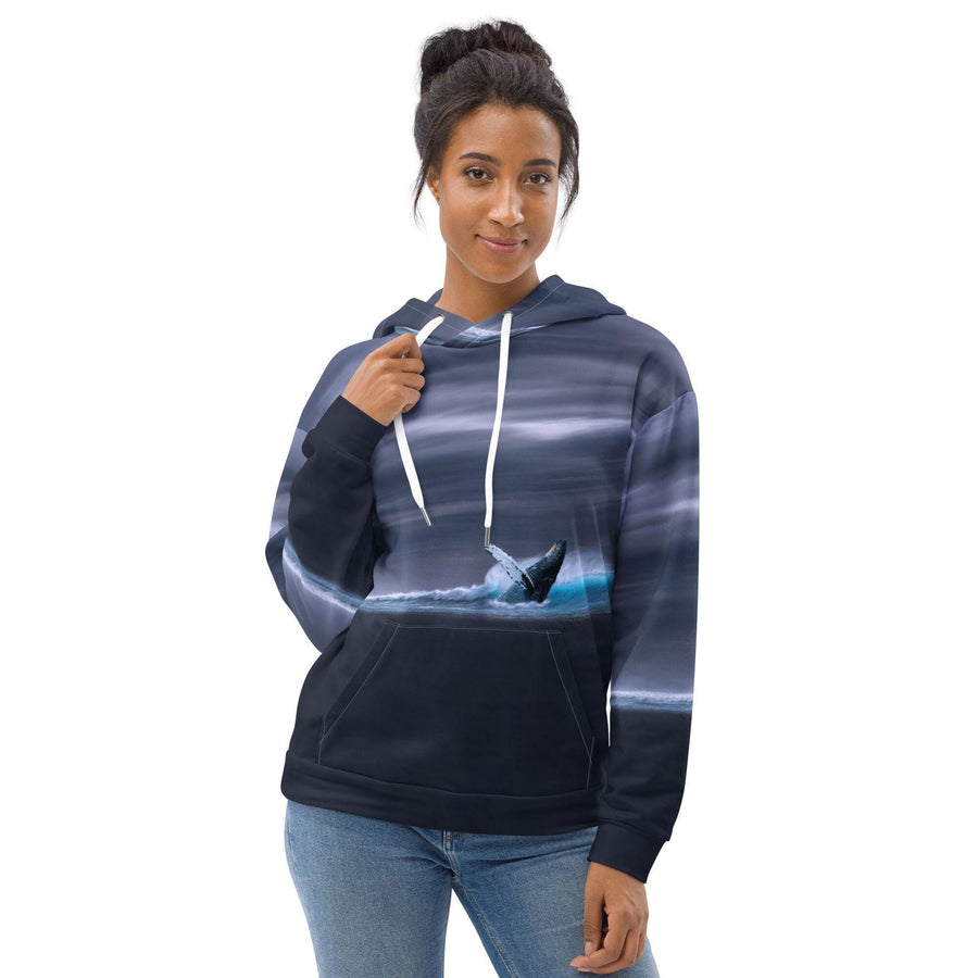 Double-Lined Hoodie - Humpback Whale Breach Design (Made from Recycled Materials)