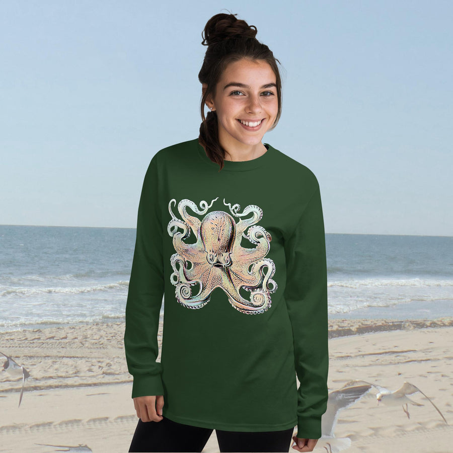 Vintage Octopus Long Sleeve T-Shirt – Classic Fit by Ernst Haeckel
