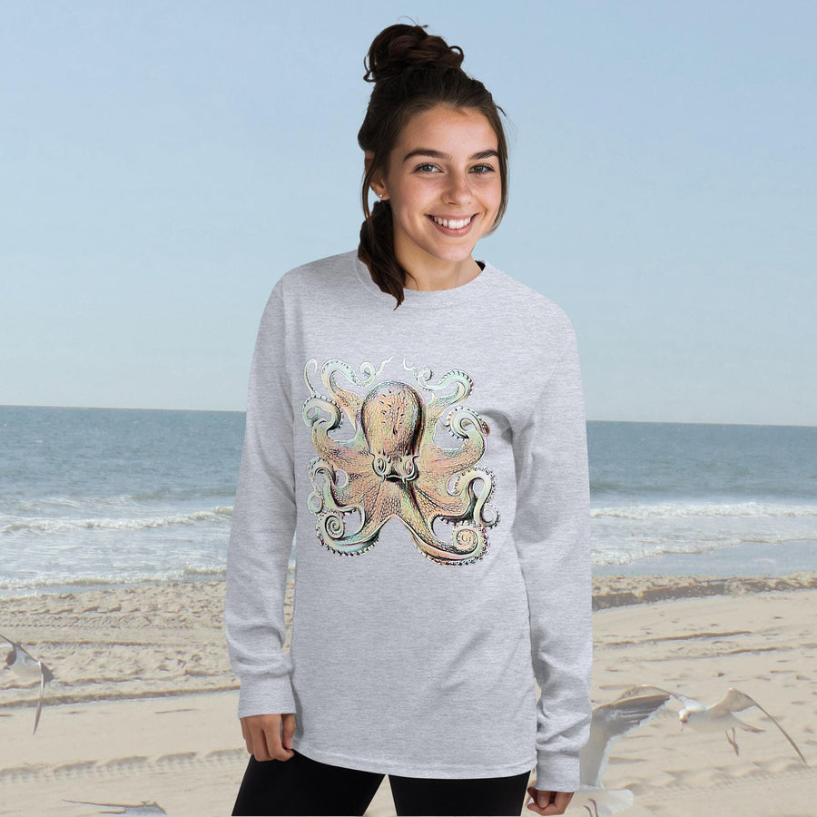 Vintage Octopus Long Sleeve T-Shirt – Classic Fit by Ernst Haeckel