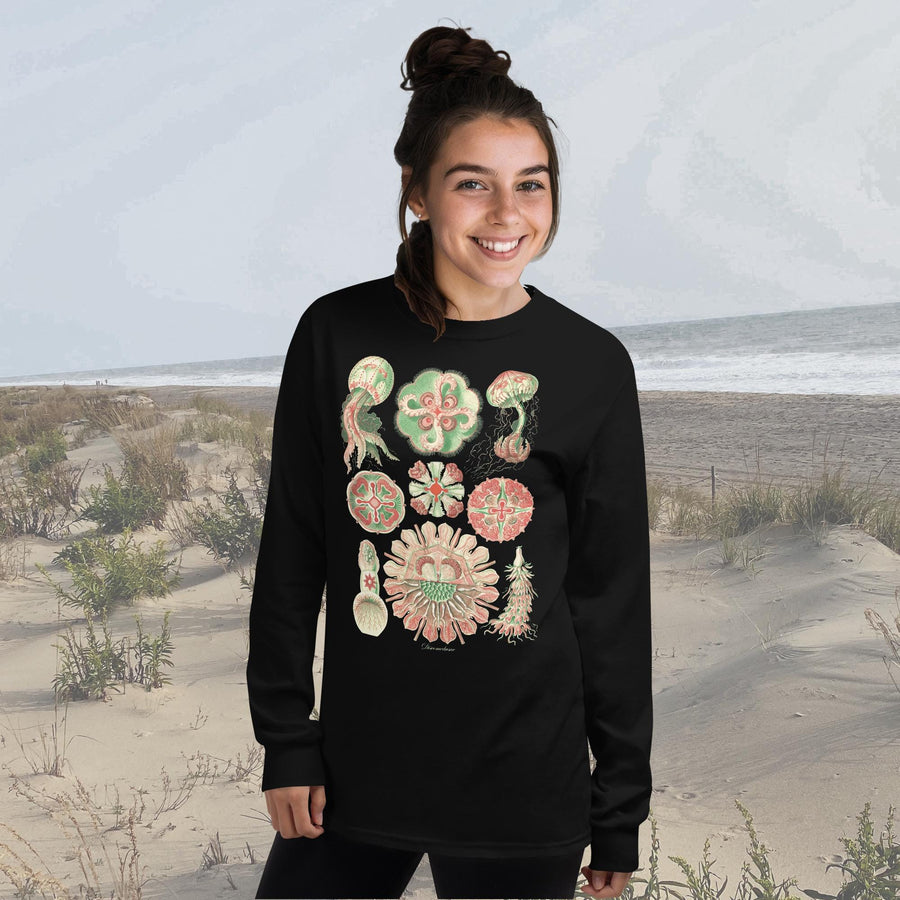Vintage Scyphozoa Jellyfish (True Jellies) Long Sleeve T-Shirt – Classic Fit by Ernst Haeckel