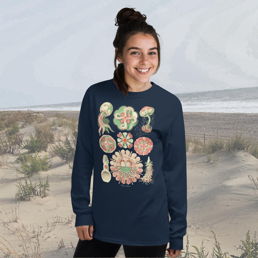 Vintage Scyphozoa Jellyfish (True Jellies) Long Sleeve T-Shirt – Classic Fit by Ernst Haeckel