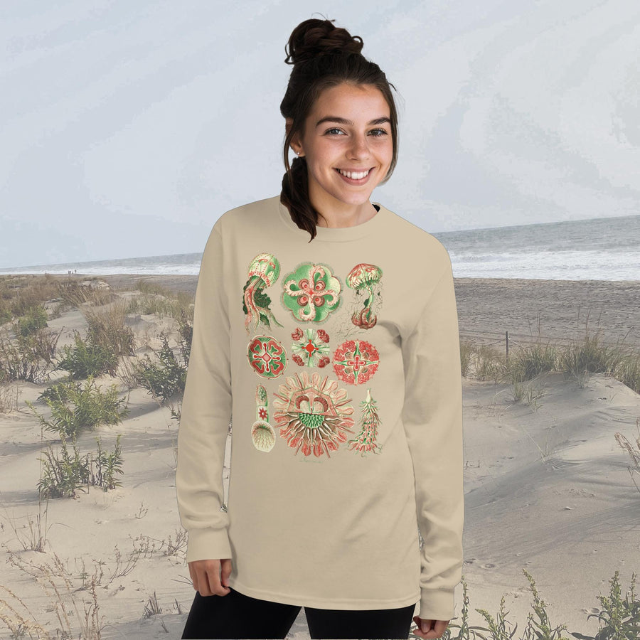 Vintage Scyphozoa Jellyfish (True Jellies) Long Sleeve T-Shirt – Classic Fit by Ernst Haeckel