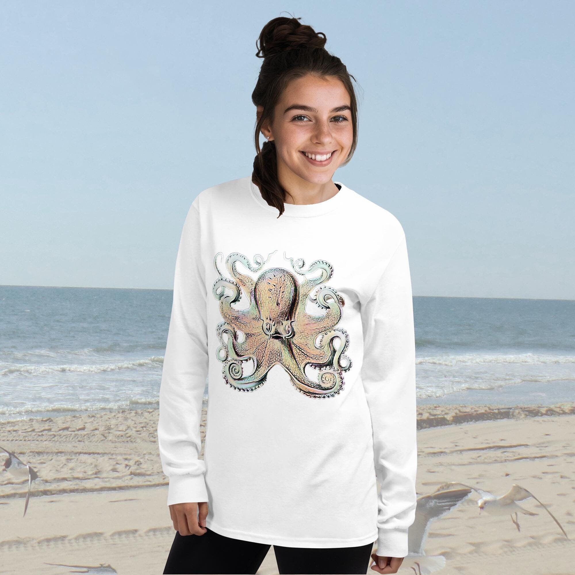 Vintage Octopus Long Sleeve T-Shirt – Classic Fit by Ernst Haeckel
