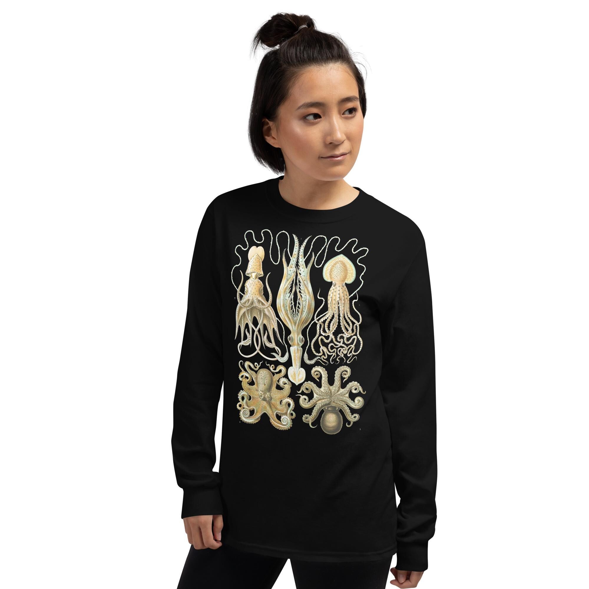 Vintage Octopus Long Sleeve T-Shirt – Featuring Ernst Haeckel&#39;s Iconic Illustration