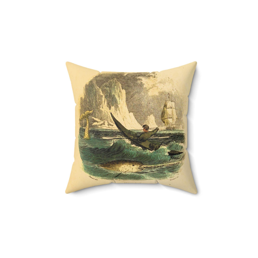 Vintage Narwhal Throw Pillow - Featuring Cuvier's Iconic Illustrations