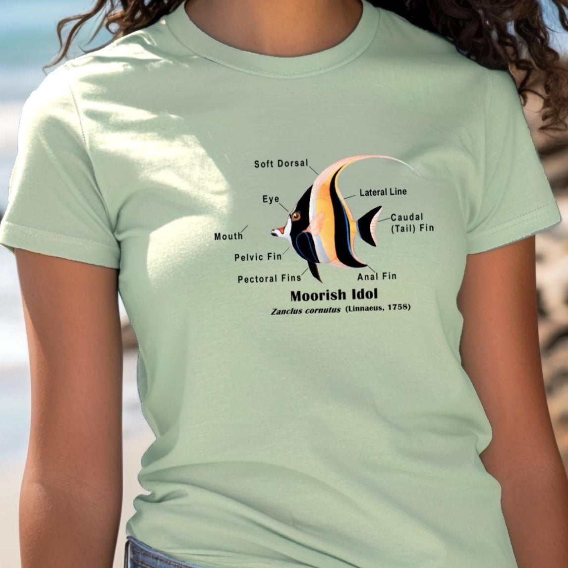 Moorish Idol with Taxonomic Notations, Garment-dyed t-shirt, Marine Biology Tee Shirt, Gift for sea-life lovers