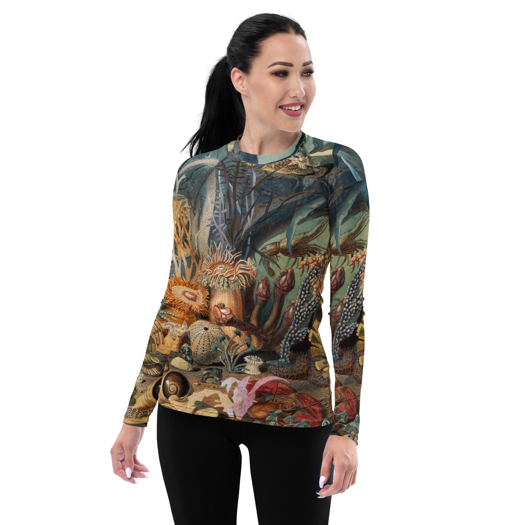 All-Over Print Long-Sleeve Ocean Life Rash Guard Top – Stylish Protection with Ultimate Comfort