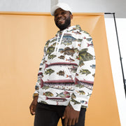Vintage fish illustrations on a Unisex Hoodie. Pattern of fishes based on Marcus Bloch 16th century work.