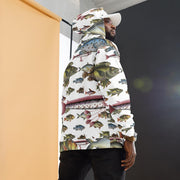 Vintage fish illustrations on a Unisex Hoodie. Pattern of fishes based on Marcus Bloch 16th century work.