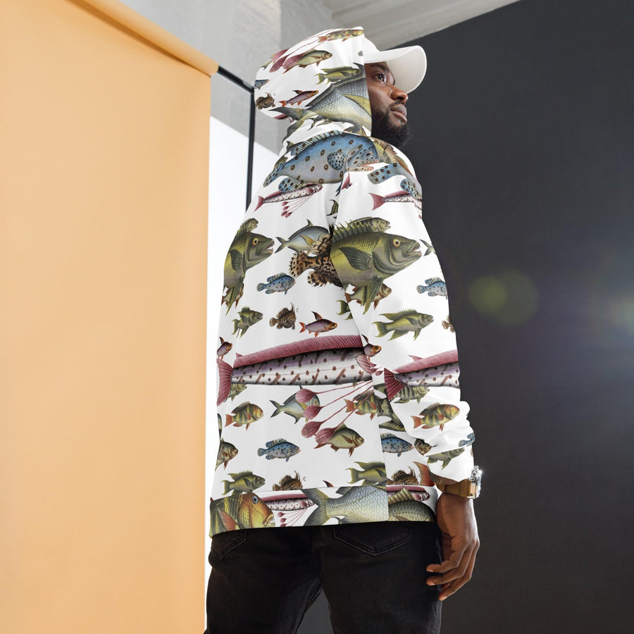 Vintage fish illustrations on a Unisex Hoodie. Pattern of fishes based on Marcus Bloch 16th century work.
