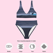 High-Waisted Bikini – Gray Whale Breach – Eco-Friendly Swimwear with UPF 50+ Protection