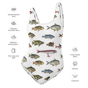 Fish Pattern One-Piece Swimsuit recurring vintage fishes by Marcus Bloch