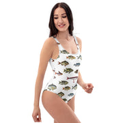 Fish Pattern One-Piece Swimsuit recurring vintage fishes by Marcus Bloch