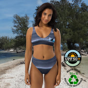 High-Waisted Bikini – Gray Whale Breach – Eco-Friendly Swimwear with UPF 50+ Protection
