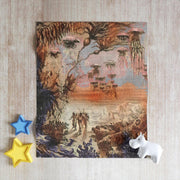 20K Leagues Throw Blanket, Cozy Bed Cover, Art Blanket, Gift for Ocean Lovers, Surreal Jellyfish image from the Jules Verne novel