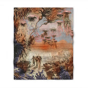 20K Leagues Throw Blanket, Cozy Bed Cover, Art Blanket, Gift for Ocean Lovers, Surreal Jellyfish image from the Jules Verne novel