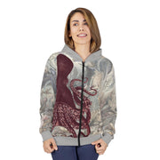 Save the Oceans Unisex Zip Hoodie, Vintage Ocean Life Painting, Seashell Lettering, Octopus Drawing, Sea Life Sweatshirt, Ocean Conservation