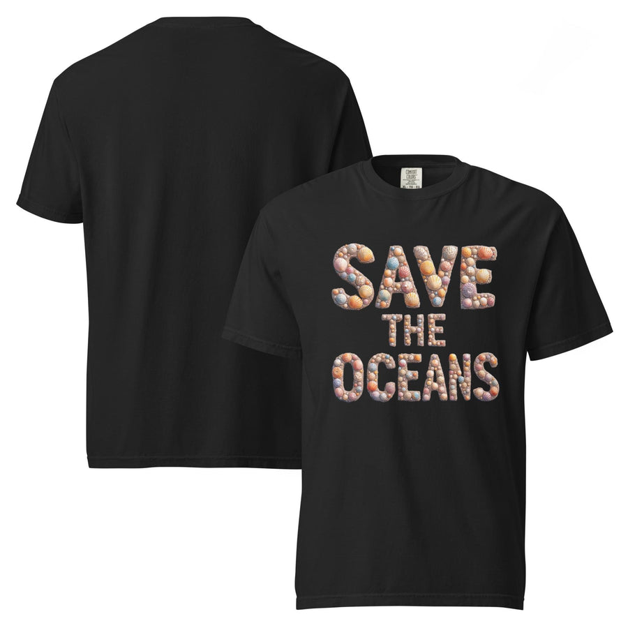 Save The Oceans - Comfort Colors Unisex T-Shirt – Seashell Lettering Design