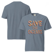 Save The Oceans - Comfort Colors Unisex T-Shirt – Seashell Lettering Design