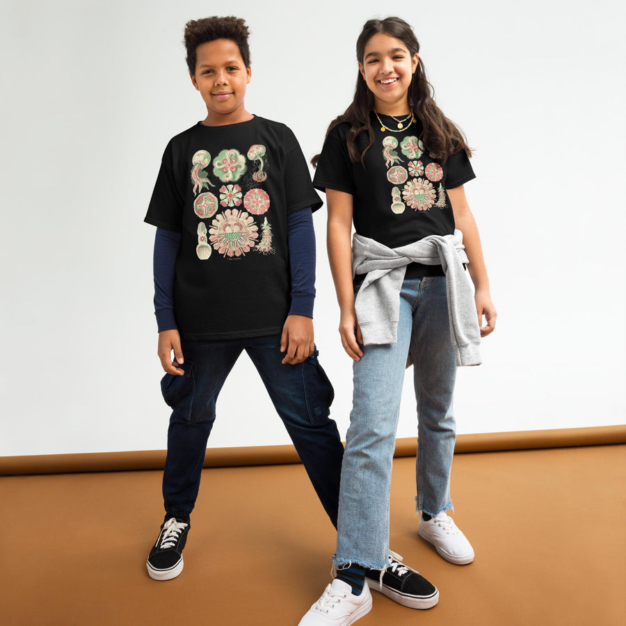 Scyphozoa Jellyfish Youth T-Shirt, Ernst Haeckel 1899 Marine Biology Art, True Jellyfish Anatomy, Gildan 5000B Ocean Science Kids Tee