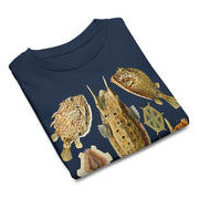 Ostraciontes Cowfish Youth T-Shirt, Ernst Haeckel Horned Boxfish Drawing, Gildan 5000B Durable Ocean Science Tee, Marine Biology Kids Gift