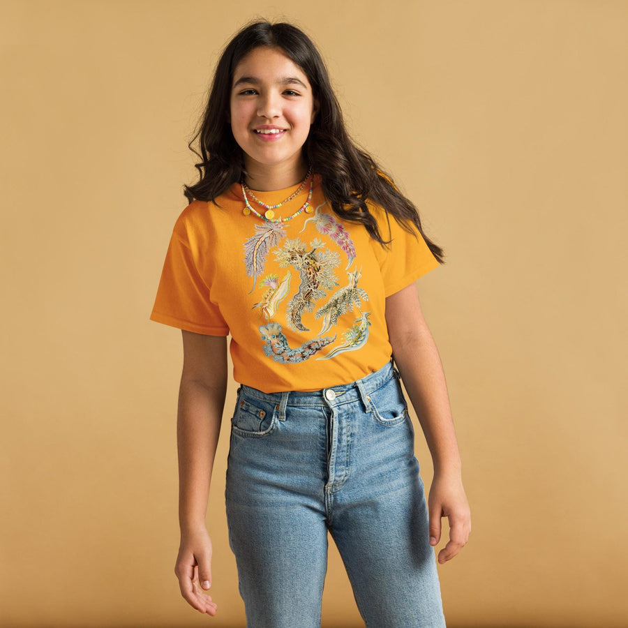 Nudibranchia Sea Slugs Youth T-Shirt, Ernst Haeckel Ocean Art, Restored Vintage Nudibranch Illustration, Gildan 5000B, Marine Kids Tee