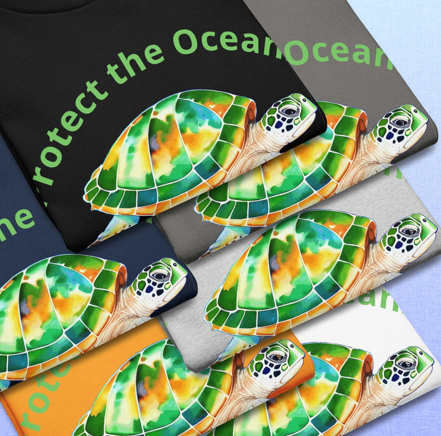 Protect the Oceans Youth T-Shirt | Endangered Green Sea Turtle Art, Save My Home Message, Gildan 5000B, Durable Eco Kids Shirt