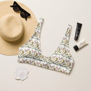 Nudibranchia Bikini Top | Recycled Padded Swimwear Featuring Ernst Haeckel&#39;s Sea Slugs | Eco-Friendly Vintage Ocean Pattern