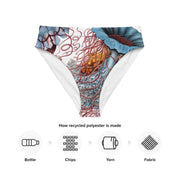 Discomedusae Jellyfish Bikini Bottoms | Haeckel Recycled High-Waisted Swimwear | Eco-Friendly Vintage Marine Art